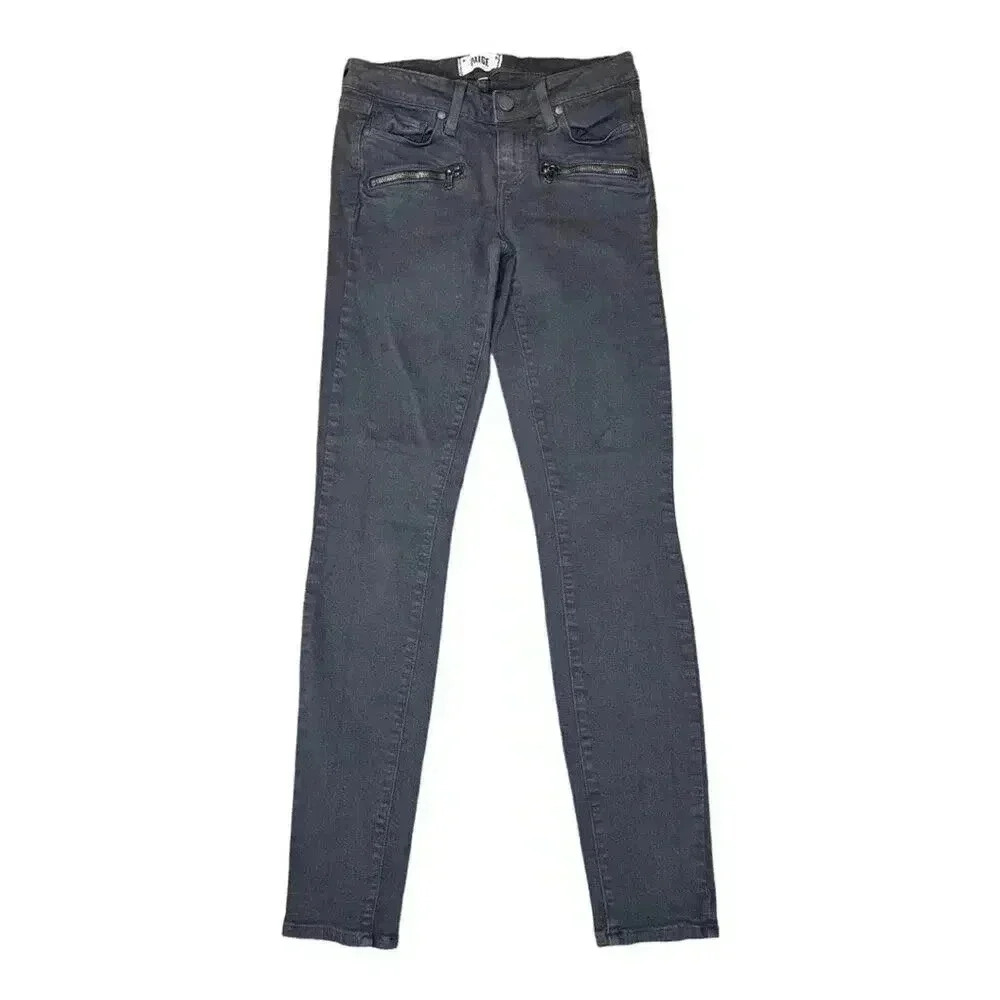 Paige Size 2 (25) Gray Indio Zip Ultra Skinny Jeans EUC